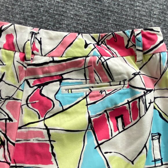Talbots Pants‎ Women's 10 Multicolor Abstract Print Stretch Capri 30x25 Cropped - Picture 12 of 13